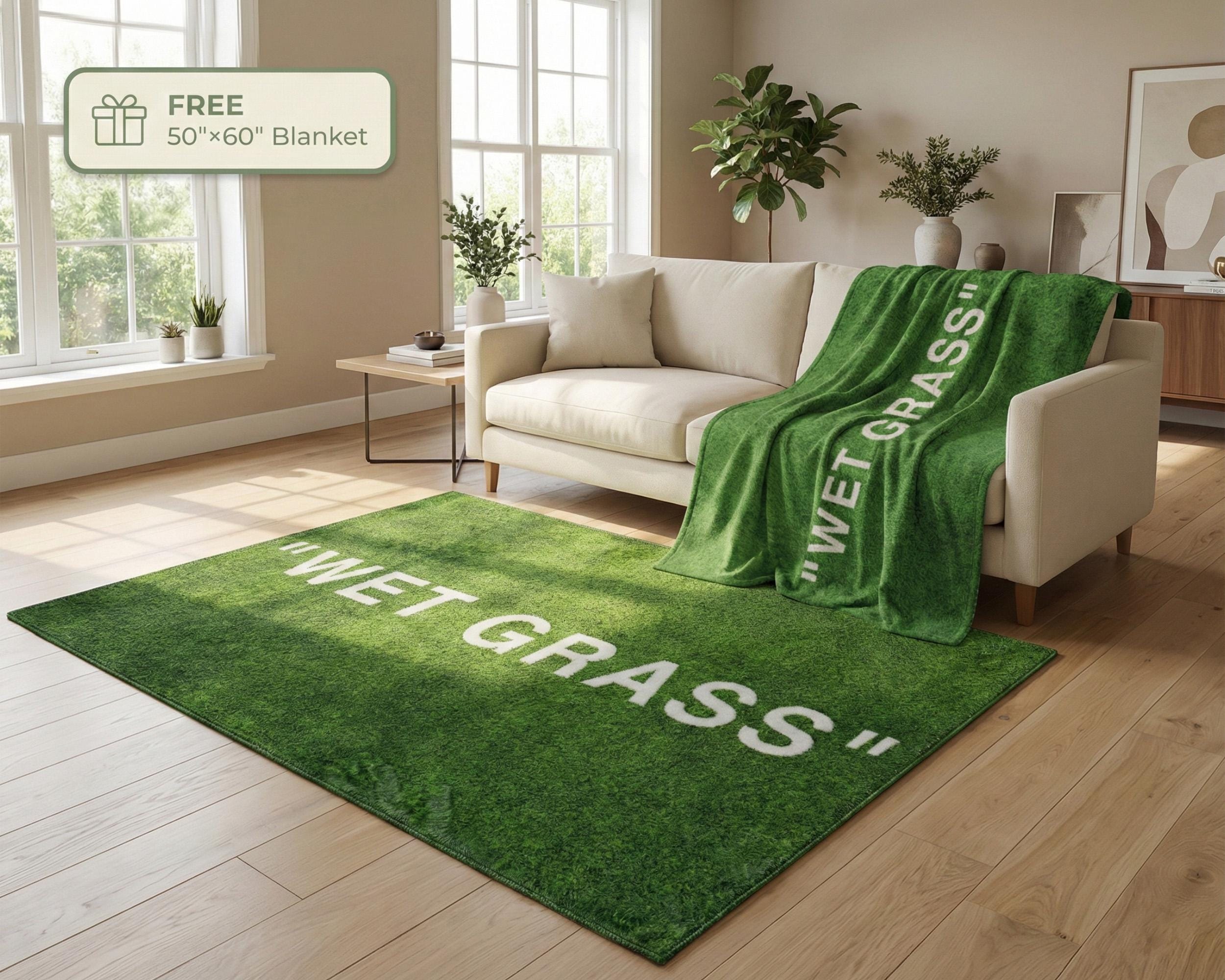 ikea off white rug wet grass