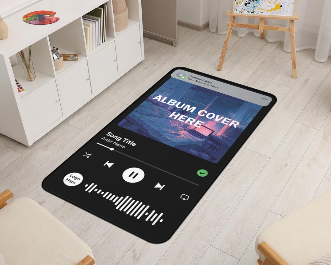 Custom Song Code Rug: Personalized Music Streaming Album Art Floor Mat ...
