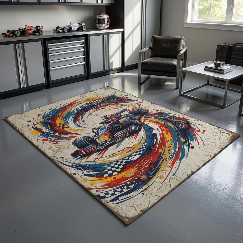 Nascar Rug Racetrack Vibrant Formula 1 Racing Car Rug for Modern Motorsport Room Decor - Etsy