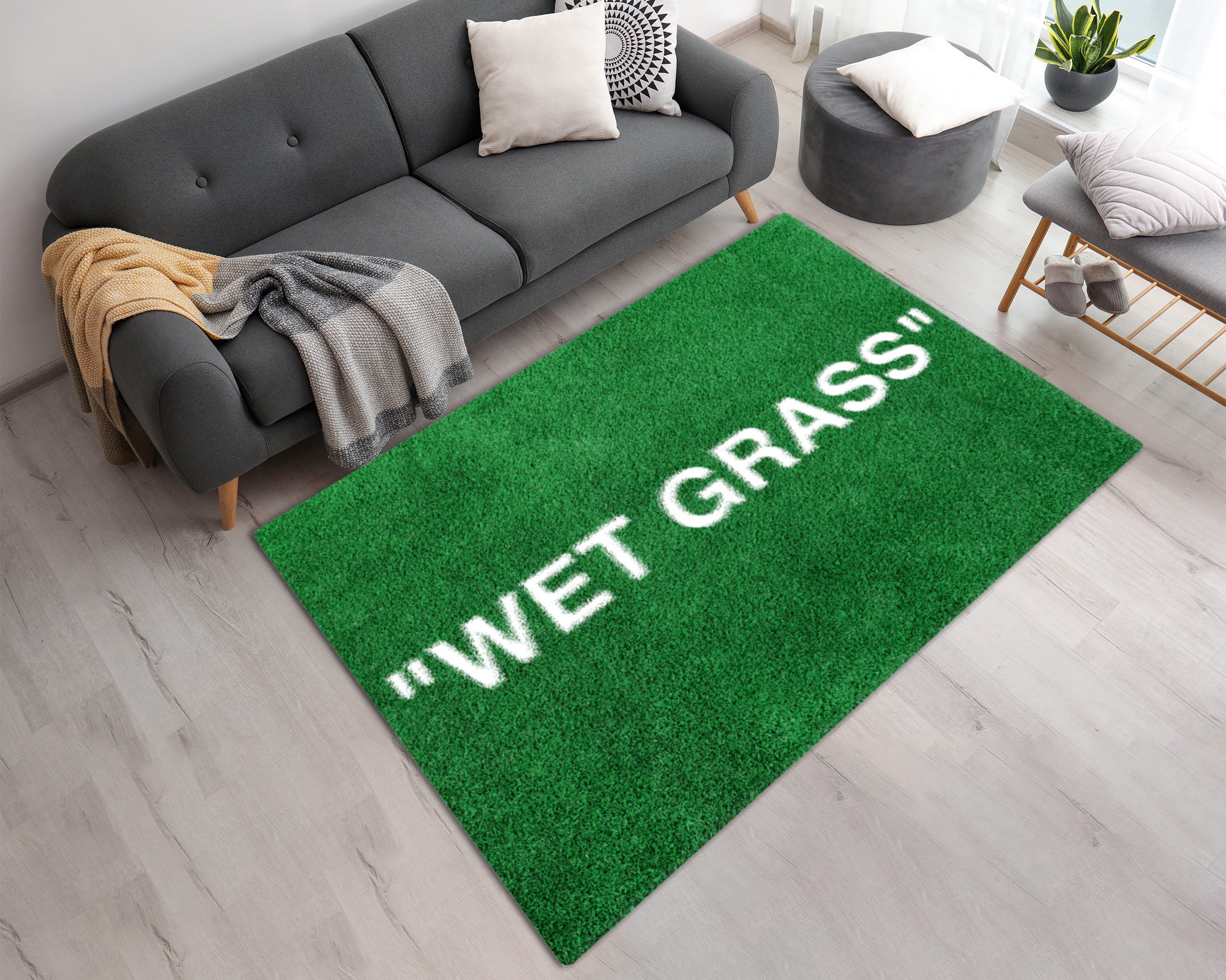 Vibrant High Quality Green Grass Area Rug Machine Washable 