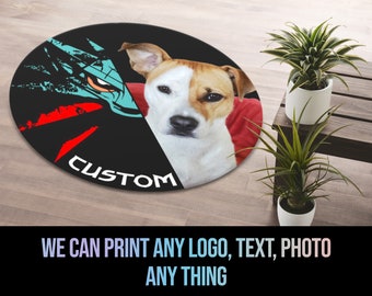 Design Your Own Vibrant Printed Round Rug • Machine Washable Non-Slip Custom Round Carpet • Personalized Round Rug • Home Gift