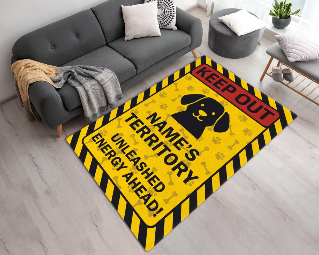 Caution Rug Custom Washable Dog Warning Rug • “keep Out” Personalized Pet Zone Mat ...