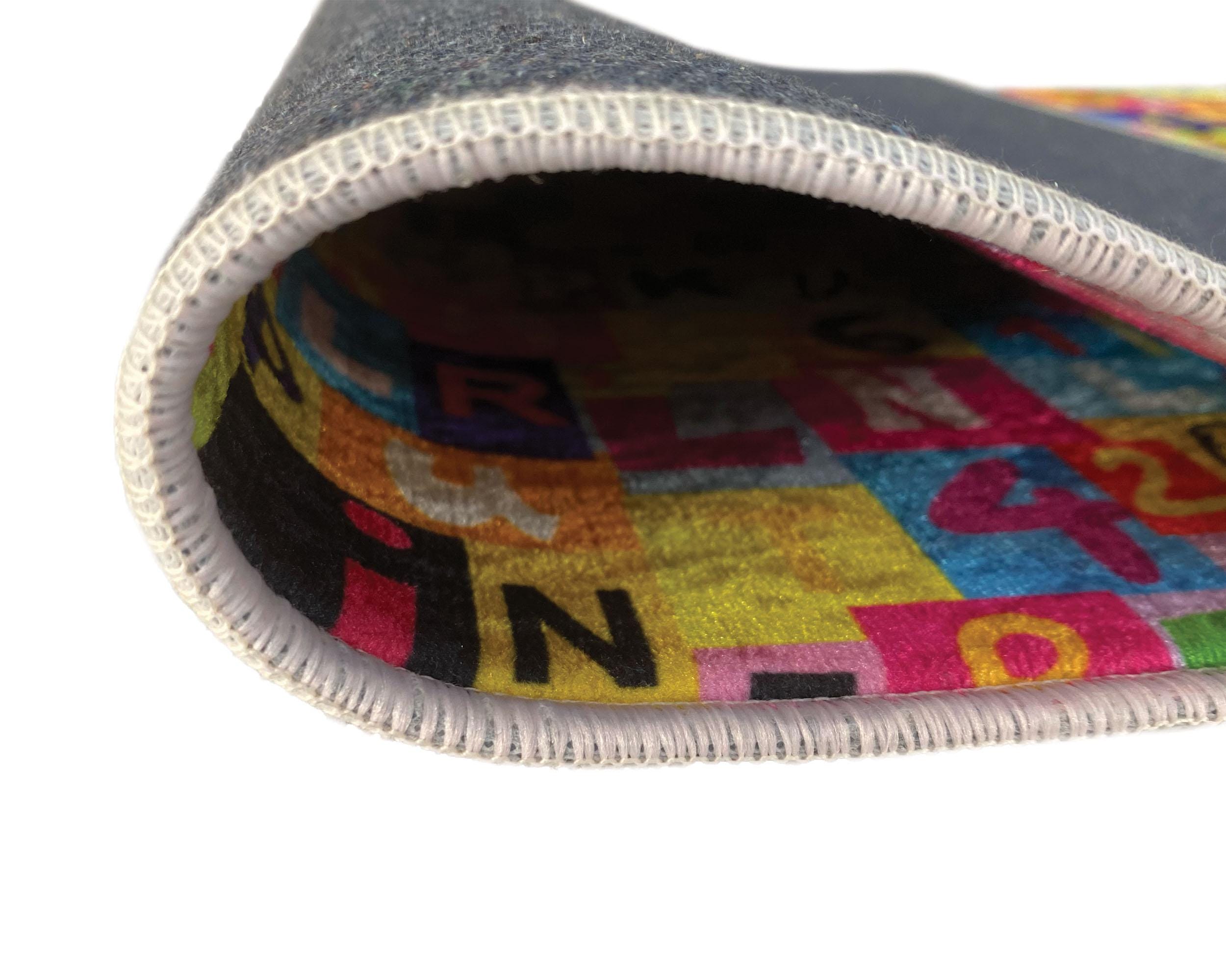 Vibrant Letters and Numbers Printed Colorful Area Rug • Eye-catching ...