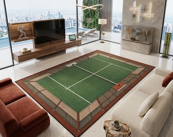 Padel Court Printed Area Rug for Sports Room Decor