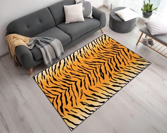 Tiger Skin Print Rug for Bold Interiors – Vibrant Animal Pattern Carpet – Eye-Catching Floor Decor for Wild Souls and Statement Lovers