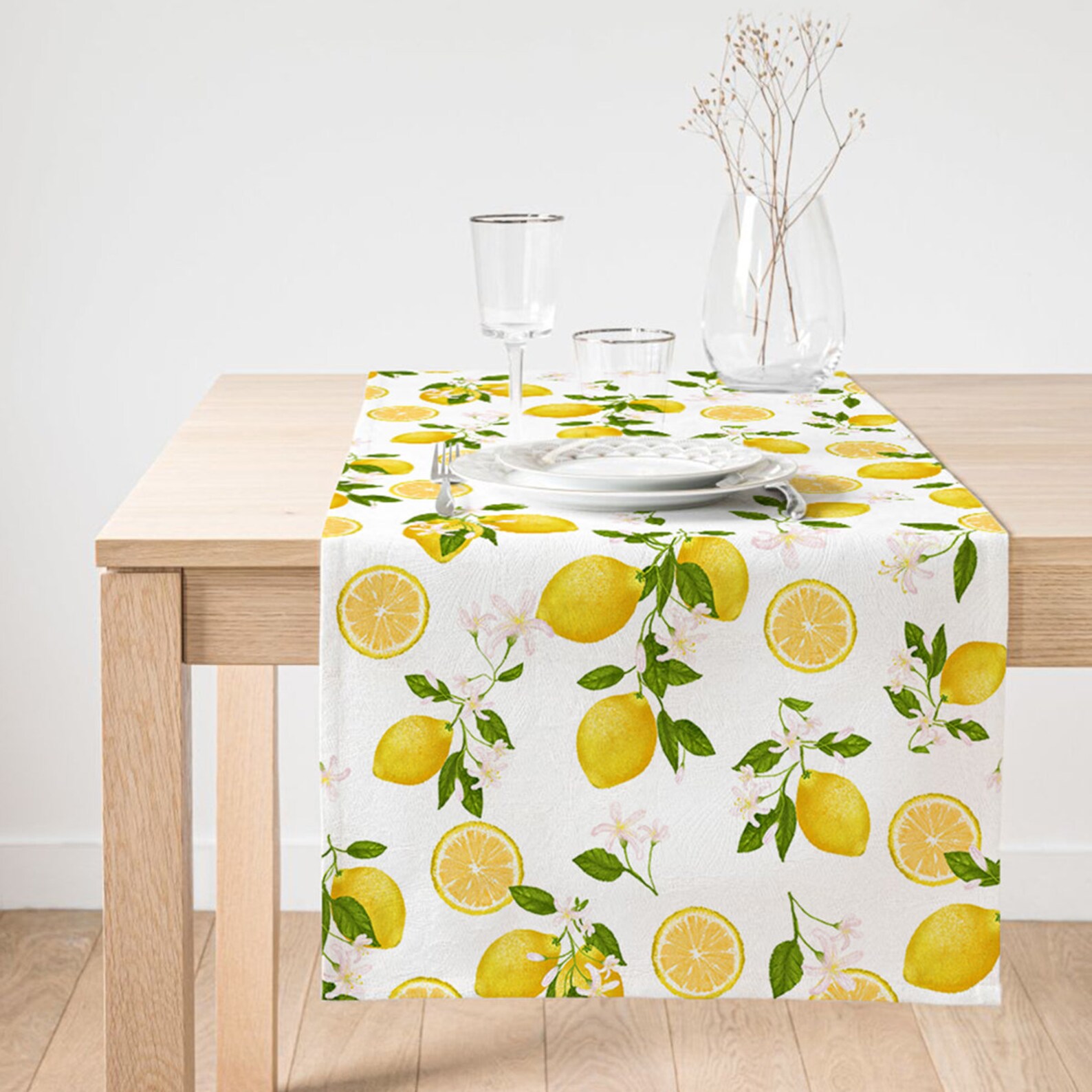 Printed Lemon Table RunnerSuede Table RunnersRectangle Table Etsy