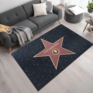 Personalized Celebrity Star Rug: Custom Name & Icon, Velvet Feel