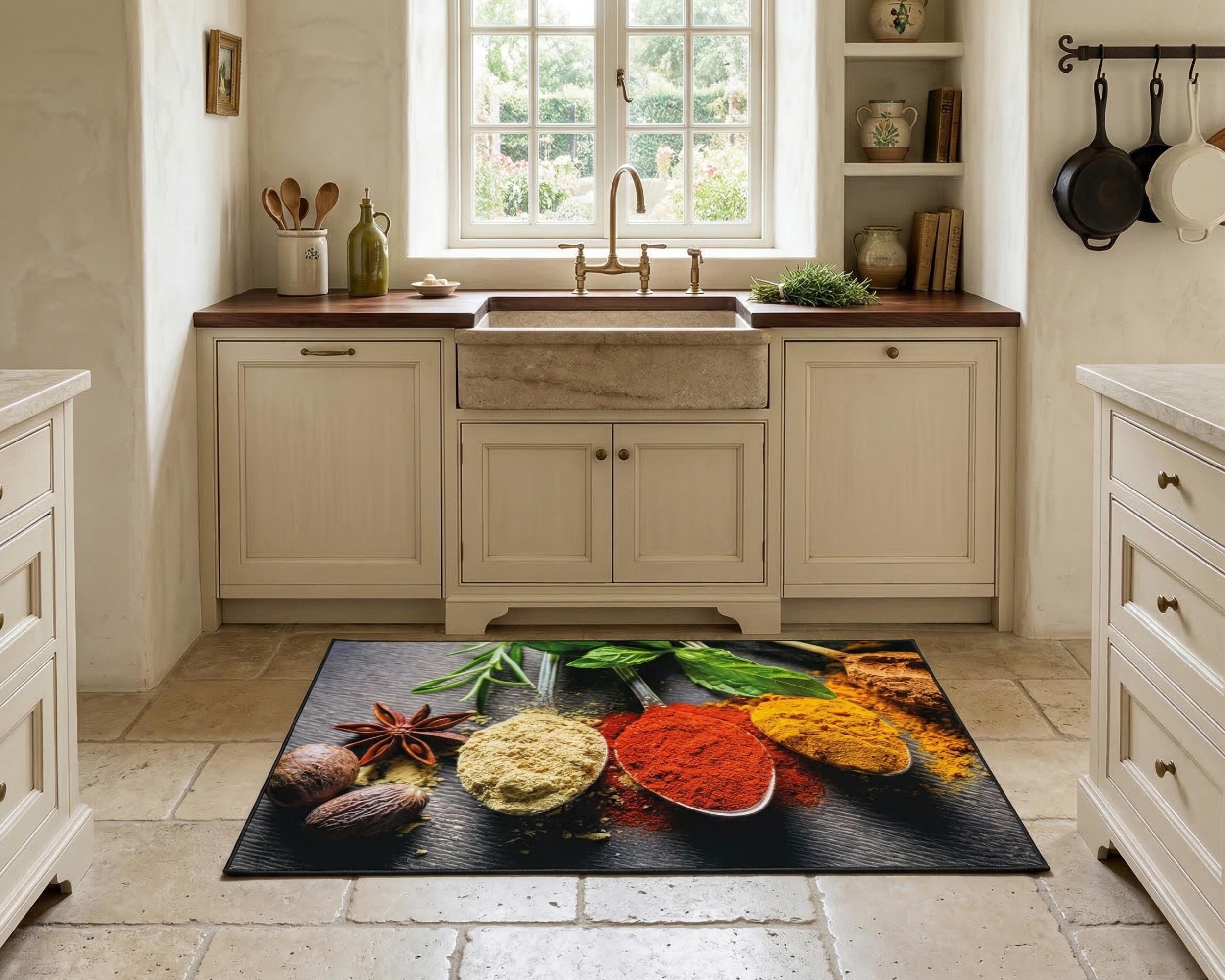 Spice Rug Spice Market Non-slip Kitchen Rug, Machine Washable - Etsy