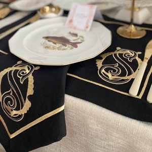 Personalized Dinner Napkins, Placemats and Runner with Monogram • Monogram Embroidered Wedding Napkins, Placemats and Runner Set