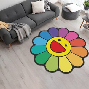 Takashi Murakami Sunflower Cool Floor Rug Carpet Room Doormat Non-slip  Chair Mat
