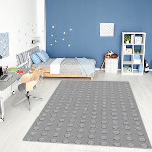 Gray Constructor Background Rug • Vivid Color Printed Washable Non-Slip Area Rug