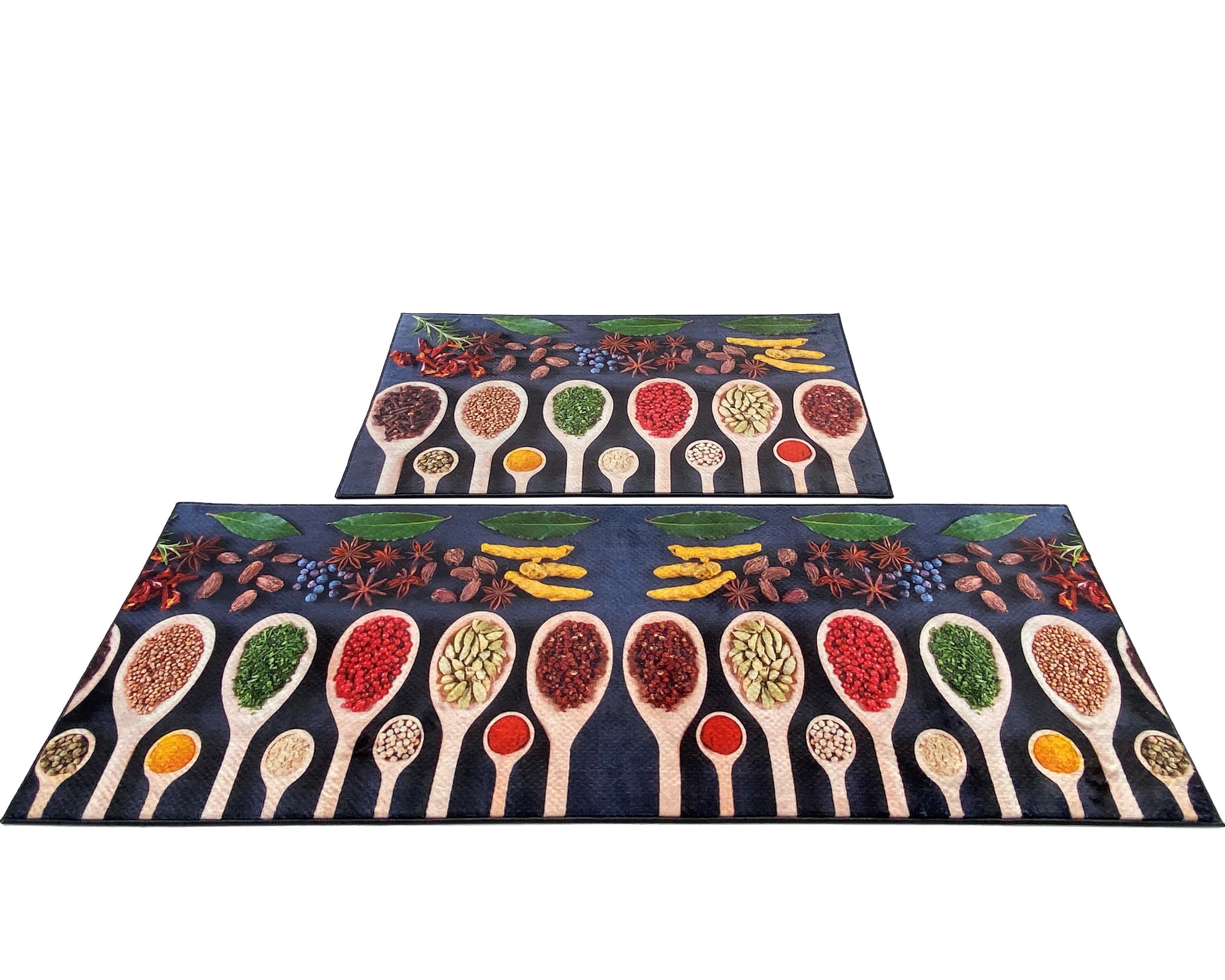 Kitchen Hand Rugs Vibrant Printed Kitchen Rug, Set of 2 • Machine Washable Non-slip ...