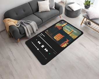 Customizable Digital Music Streaming Service App Area Rug • Favorite Music Album Playing Screen Capture Printed Rug • Gift for Music Lovers