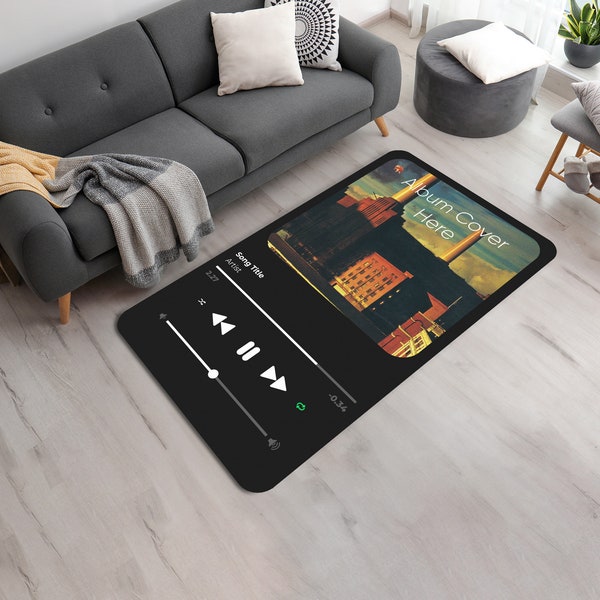 Customizable Digital Music Streaming Service App Area Rug • Favorite Music Album Playing Screen Capture Printed Rug • Gift for Music Lovers