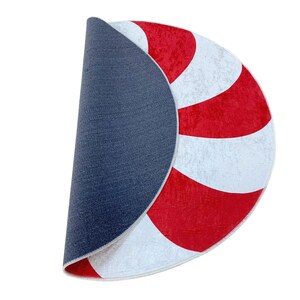Christmas Red and White Peppermint Candy Sweet Printed Round Rug • Cozy ...