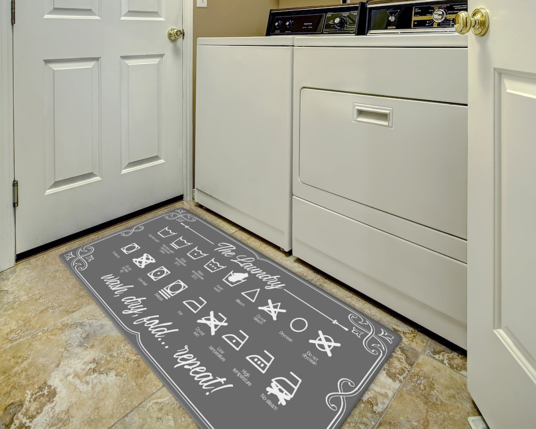 Personalized Printed Laundry Room Area Rug Machine Washable Nonslip
