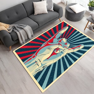 Vibrant Printed Devil Horns Hand Gesture Rug • Personalized Machine Washable Heavy Metal Rug • Heavy Metal Decor • Gift For Rock Lovers