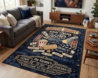 Personalized Movie Night Home Cinema Rug