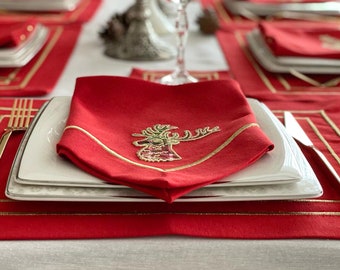 Set Da 18 Tovagliette Natalizie Con Sottobicchieri, Antiscivolo E Termiche, Con Renne E Alberi Di Natale, Per Cene E Feste - 3