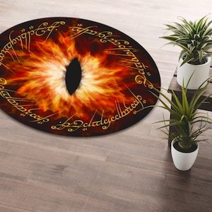 Vibrant Eye of Fire Printed Round Rug • Eye of Fire Printed Washable Circle Carpet • Home Gift