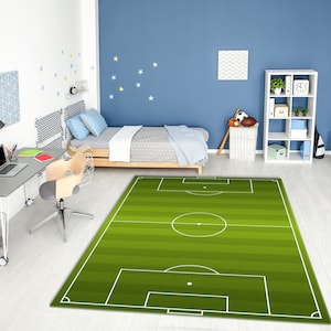 Football / Soccer Field Printed Area Rug • Washable Football / Soccer Field Area Rug • Gift For Football / Soccer Lovers and Sports Fans