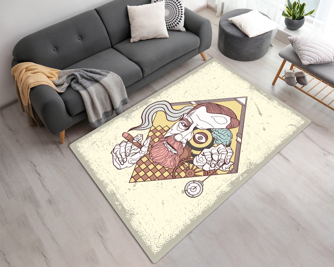 Vibrant Printed Mind Explorer Rug • Psychoanalytic Illustration ...