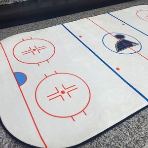 Ice Hockey Rink Printed Area Rug With Custom Team Logo • Washable Ice ...
