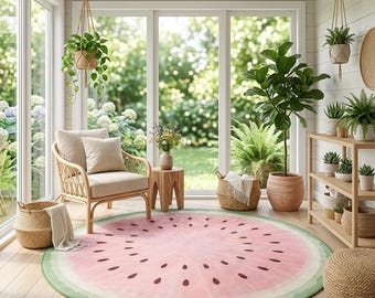Watermelon Round Rug for Nursery and Kids Playroom Decor
