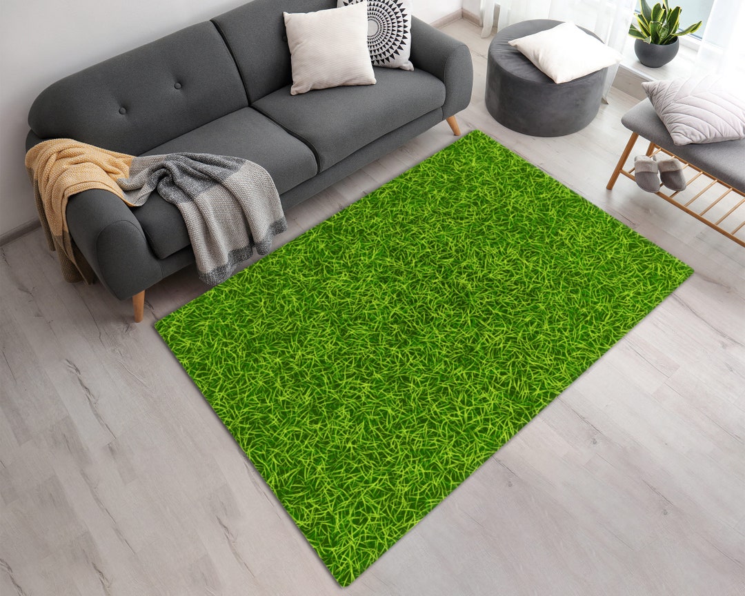Vibrant Green Grass Area Rug Washable Personalized Green Grass Area Rug