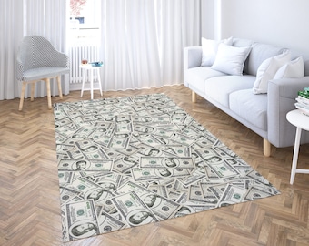 Vivid Color Printed Paper Money Rug, Machine Washable Non-Slip Rug, Custom Paper Money Rug, Custom Home Gift