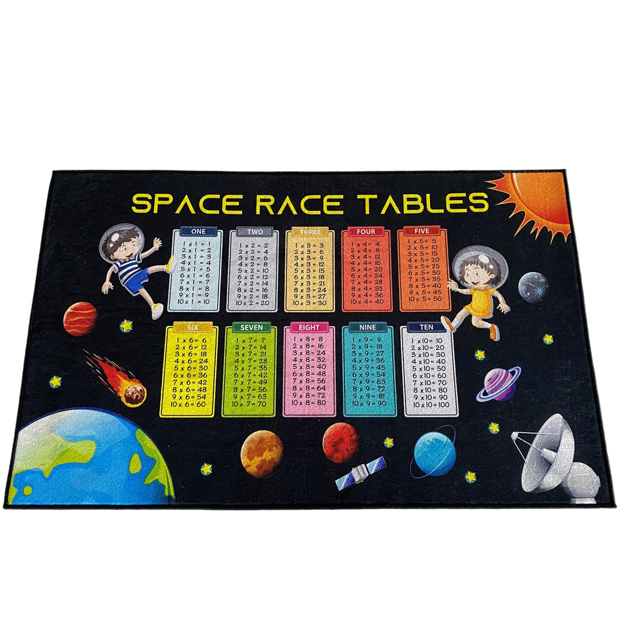 Math Times Tables Space Theme Printed Area Rug • Washable Personalized ...