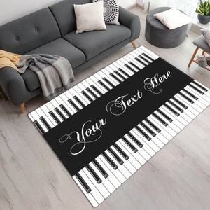 Personalized Piano Keys Printed Rug • Machine Washable Rug For Music and Piano Lovers • Gift For Music Lovers •  Custom Music Room Decor