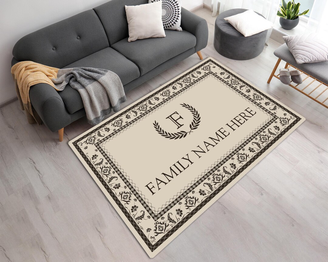 Custom Monogram & Family Name Rug • Personalized Machine Washable ...