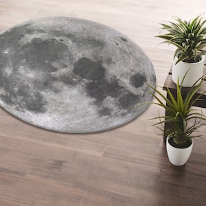 Moon Printed Round Rug • Moon Printed Washable Circle Carpet • Gift For Housewarming • Home Decor