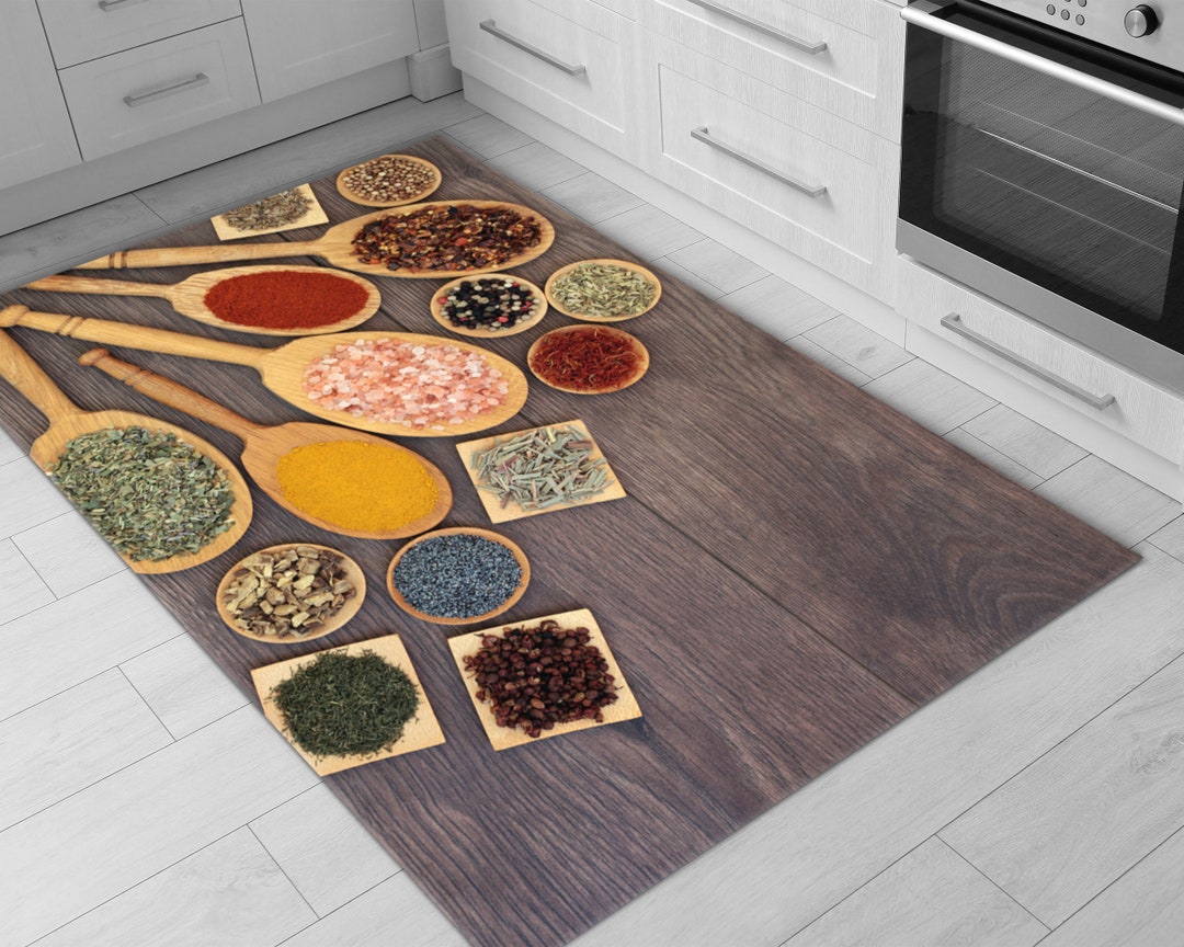 Vibrant Printed Kitchen Rug • Machine Washable Non-slip Kitchen Rug ...