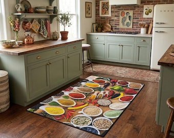 Vibrant Washable Non-Slip Colorful Spice Kitchen Rug