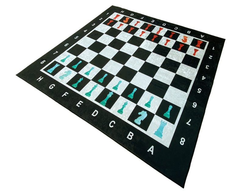 Chess Set With Board Rug • Vivid Color Printed Washable Non Slip Carpet ...