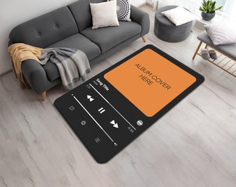 Personalized Bespoke Digital Music Streaming App Area Rug • Favorite Music Album Playing Screen Capture Printed Rug • Gift for Music Lovers