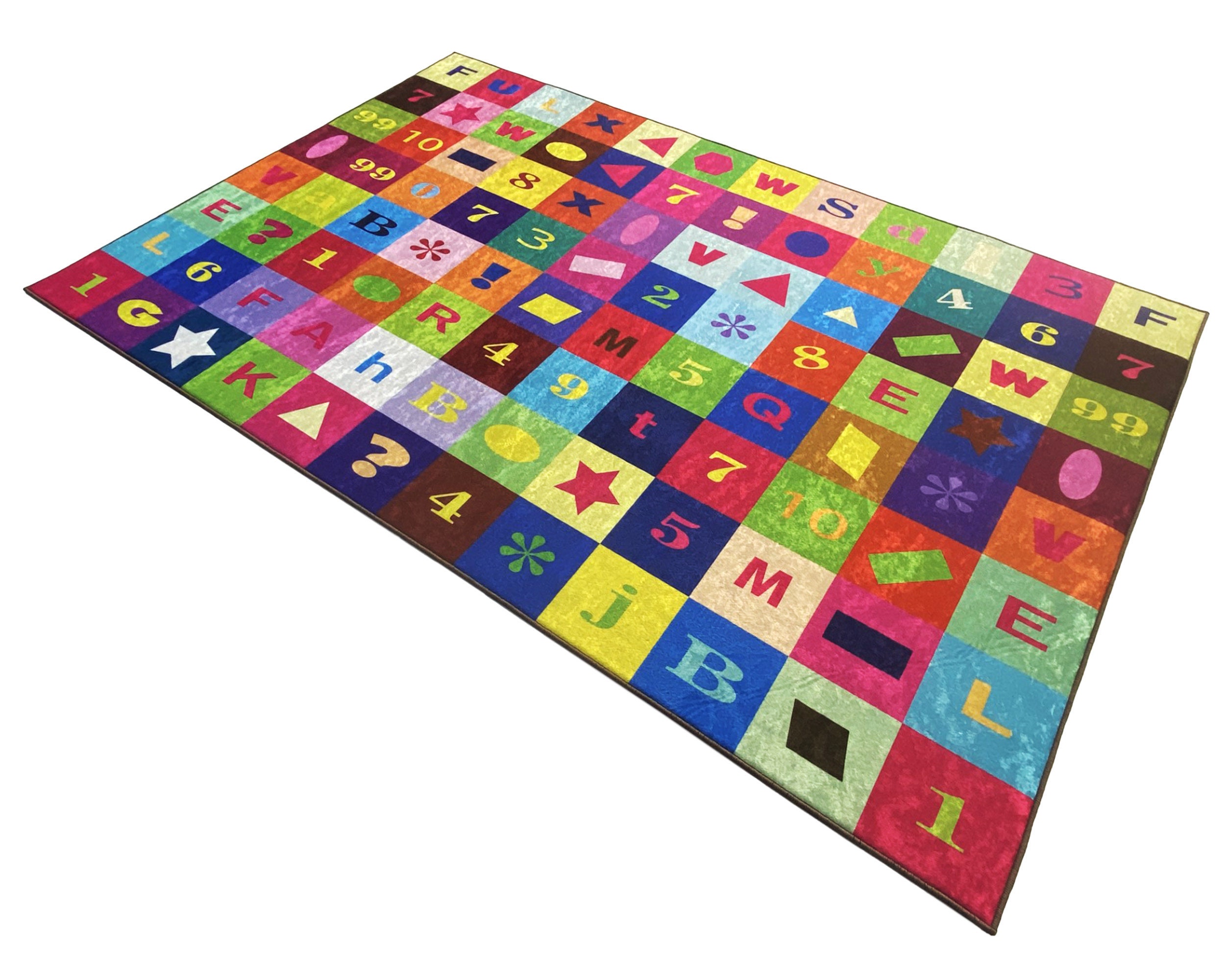 Vibrant Colorful Educational Kids Room Area Rug • Colorful Letters ...