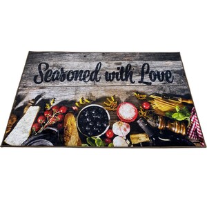 Pasta Rug Appetizing Italian Food Ingredients Printed Personalized Kitchen Rug ...