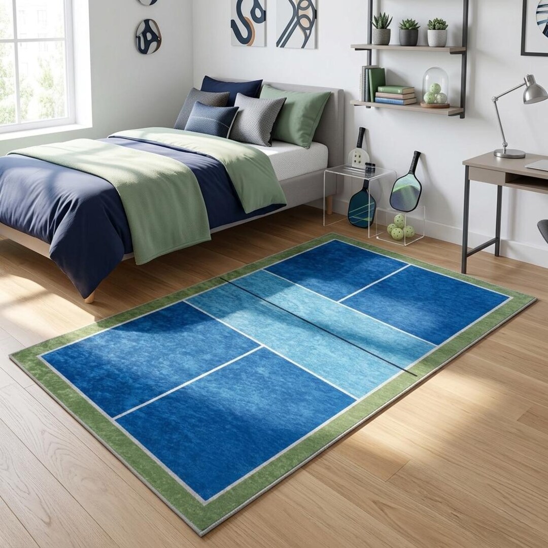 Custom Pickleball Court Rug, Blue Digital Print Sport Play Mat - Etsy