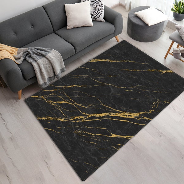Black and Gold Rug Etsy