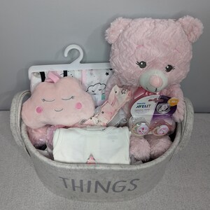 Over The Moon Themed Baby Basket, Baby Girl Shower Gift, New Mom to Be, Moon & Stars Theme.