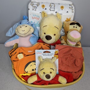 Winnie the Pooh and Gang Themed Gift Basket, Baby Shower Gift, New Mom To Be