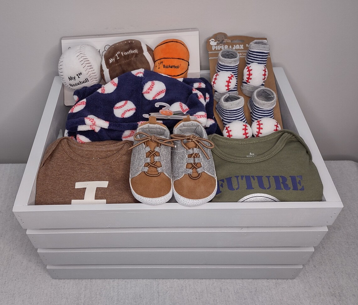Sports Theme Baby Crate 2 Baby Shower Gift. Everything in Etsy
