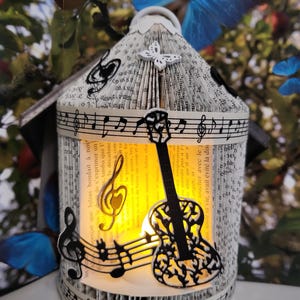 Lanterne Guitare en livre plié, parfait pour la déco de la maison, et cadeaux pour Noël,  fête des mères et père,nouvel an, st Valentin.....