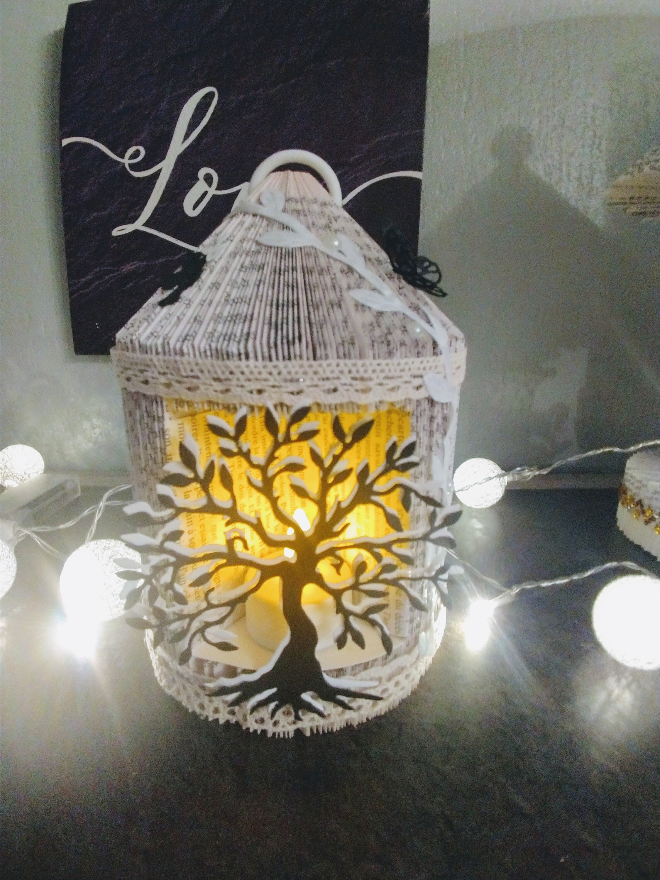 Lanterne Arbre de Vie, en Livre Plié. Cadeau Original Pour Un Anniversaire, Une Fête, Jolie Attentio