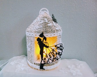 Lanterne MARIAGE en livre plié, décoration de table, cadeaux pour les témoins ou les mariés, st Valentin....