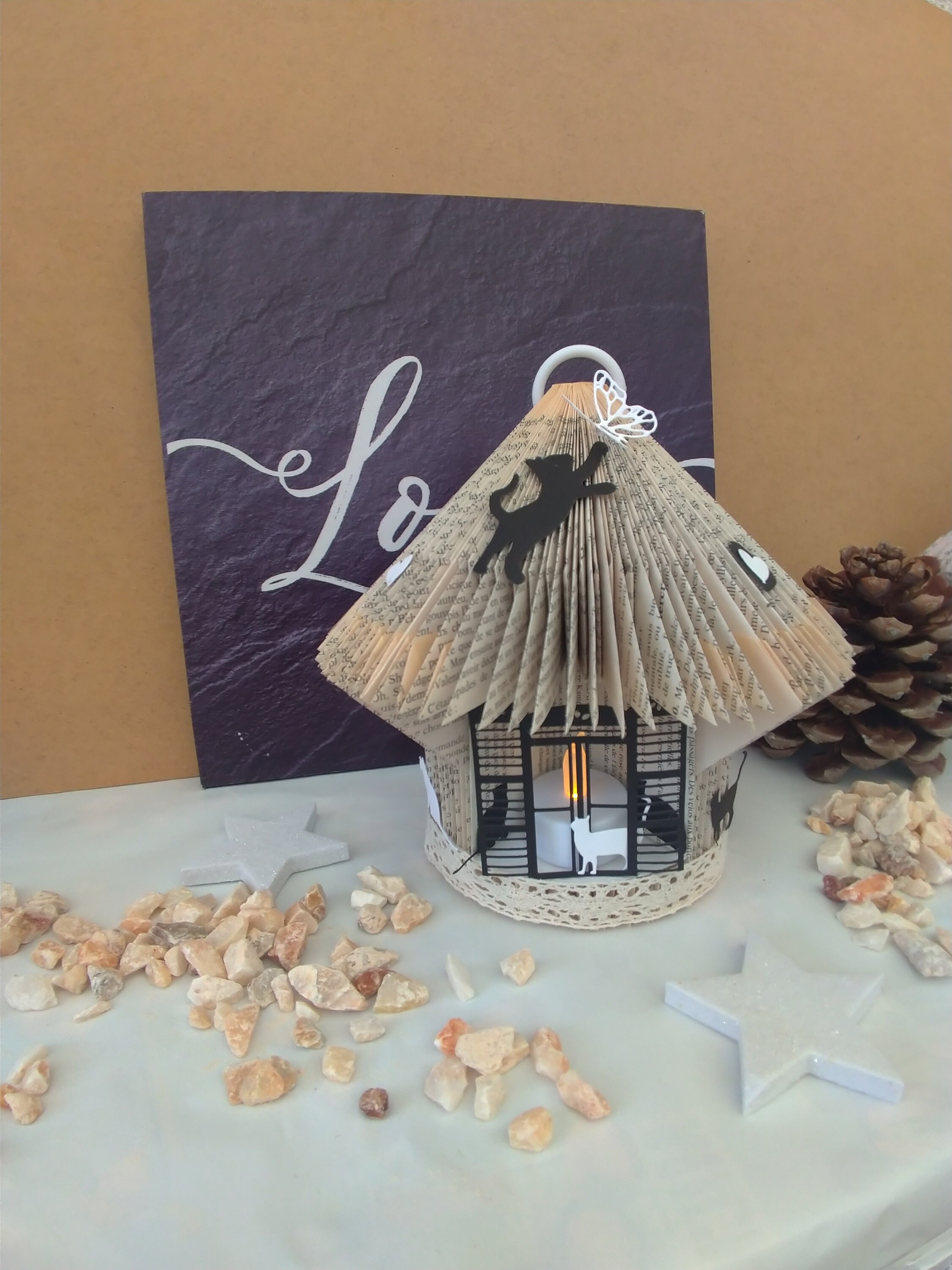 Maison Des Chats, Cadeau Original Pour La Fête Mamans, Un Anniversaire Lanterne Fait Main