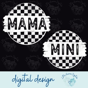 Retro Mama and Mini Checkered Design | Mom and Me | PNG Digital Download | Sublimation |